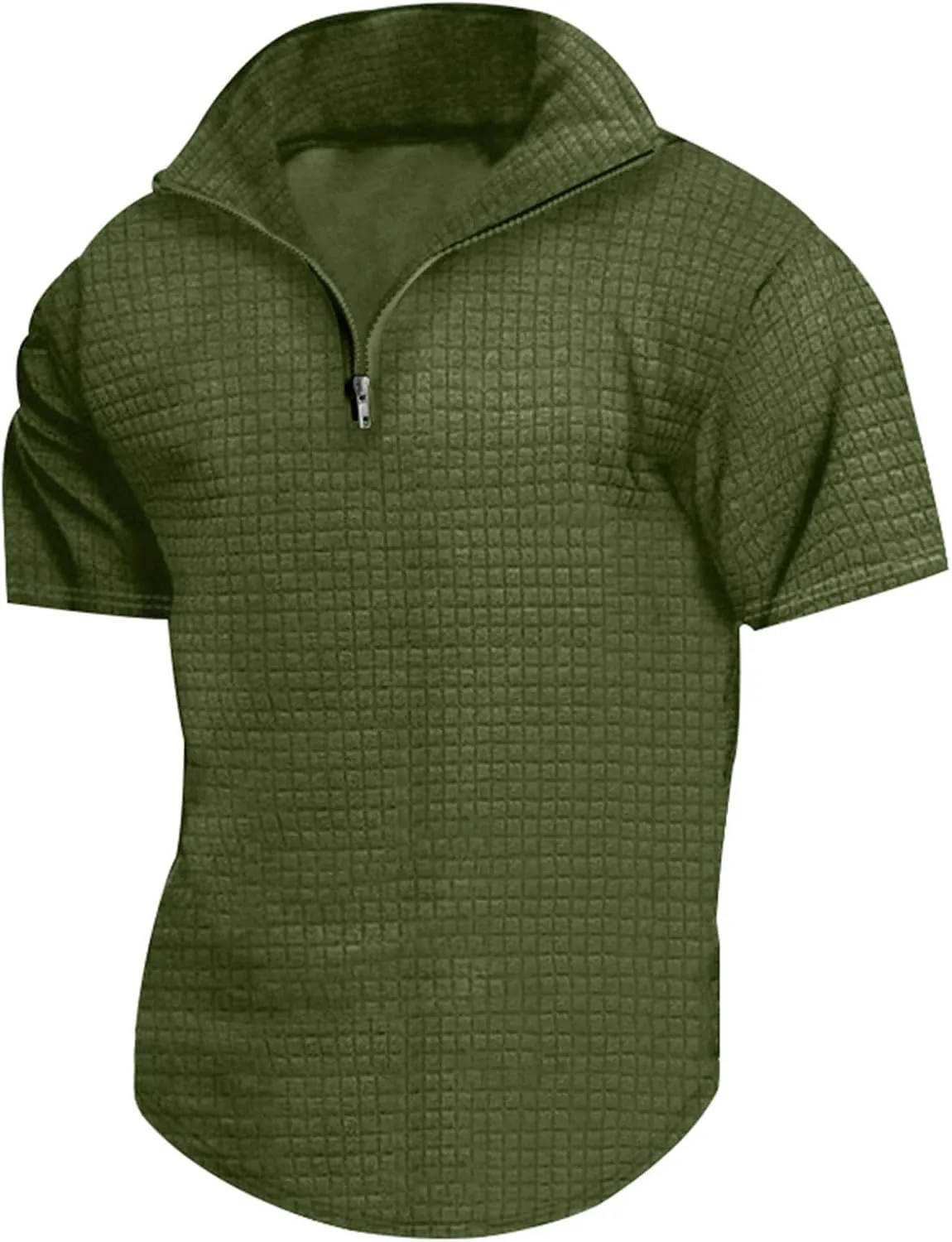Muscularfit Tshirts Shirts for Men Short Sleeve Waffle Knit Quarter-Zip Pullover Tops Causal Fashion Gym Workout Tee Tops