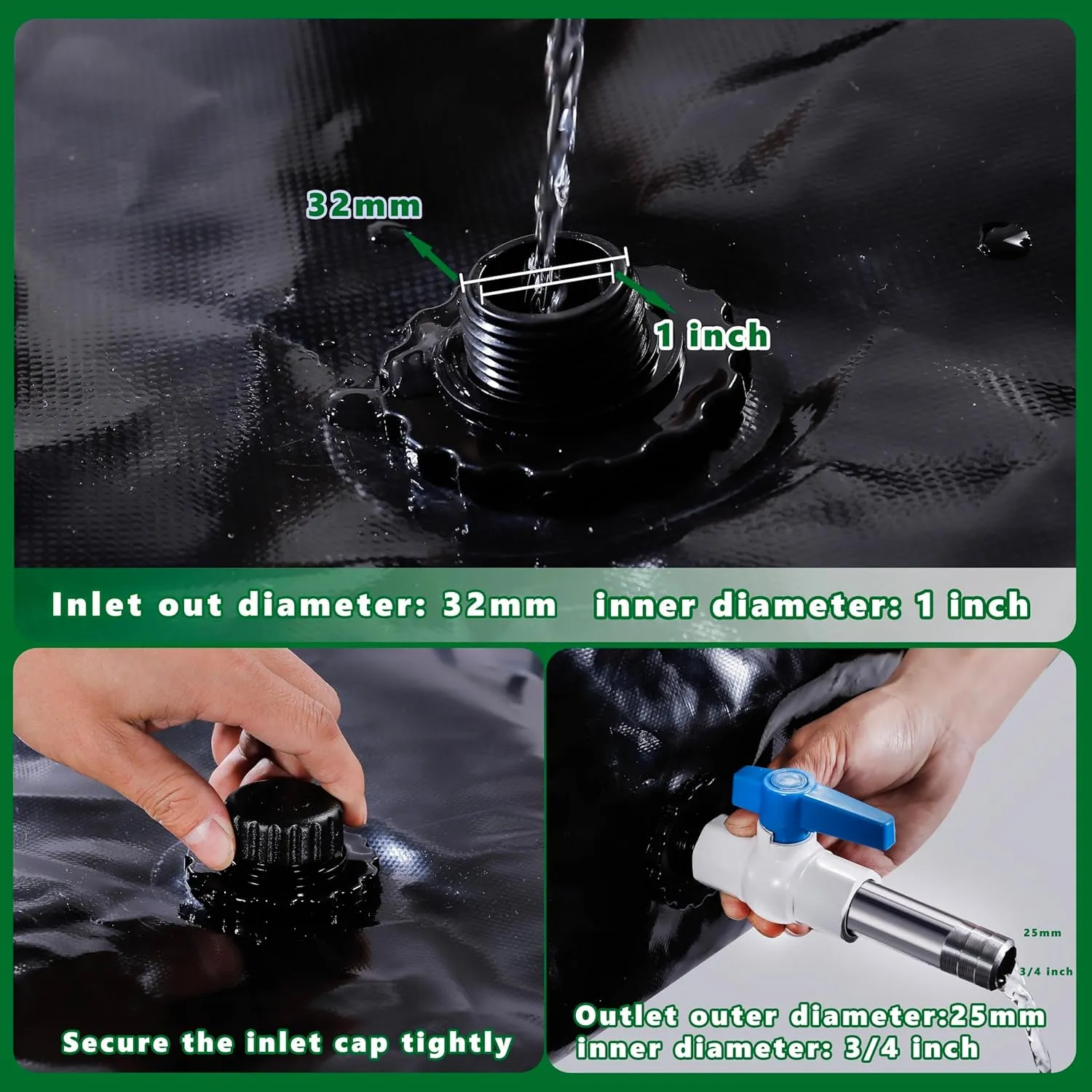 MXQMKL 760 L/200 gal Water Bladder Storage Containers, Foldable Portable Water Tank Large Capacity Soft Water Bag, Drought Resistance, Fire Prevention, Emergency Water