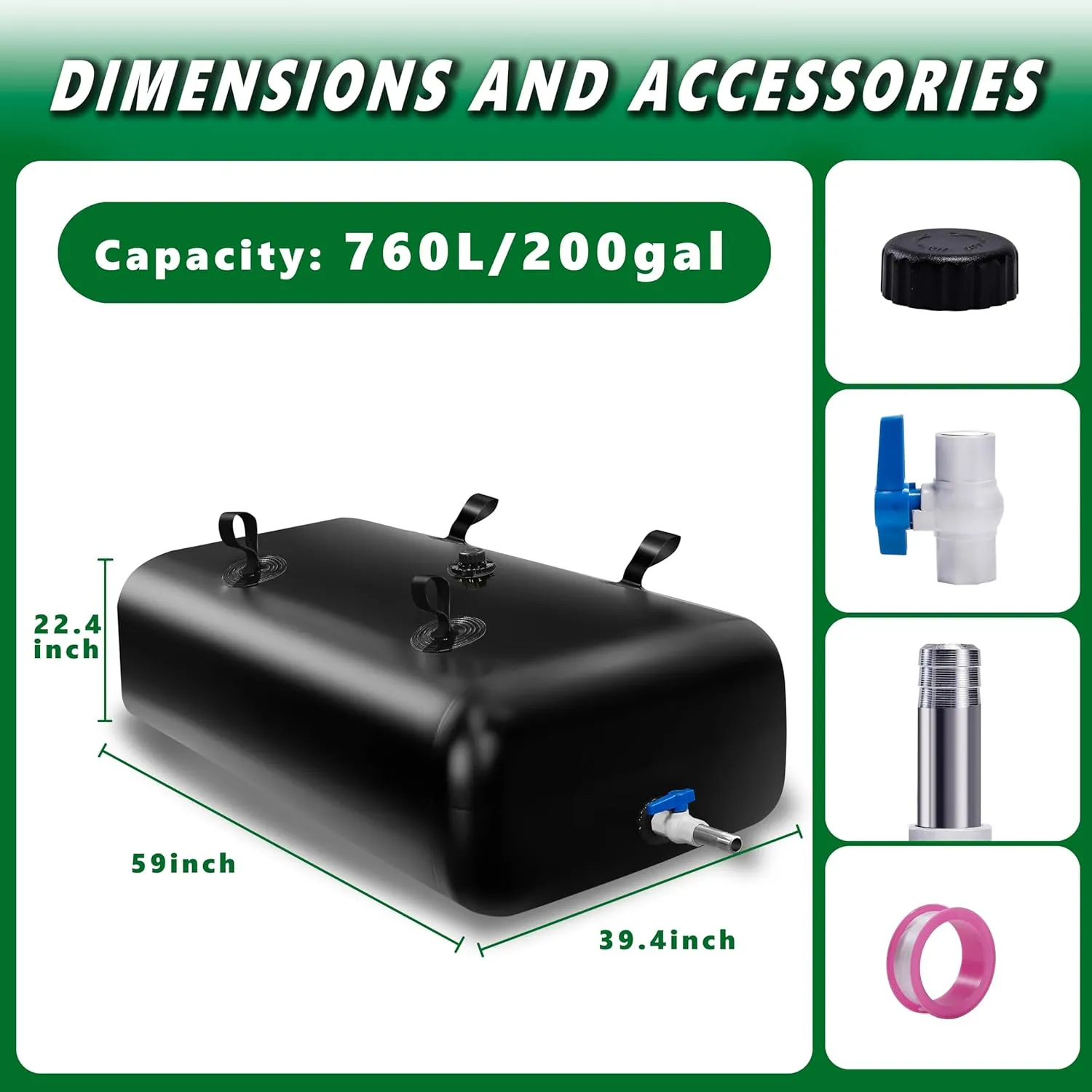 MXQMKL 760 L/200 gal Water Bladder Storage Containers, Foldable Portable Water Tank Large Capacity Soft Water Bag, Drought Resistance, Fire Prevention, Emergency Water