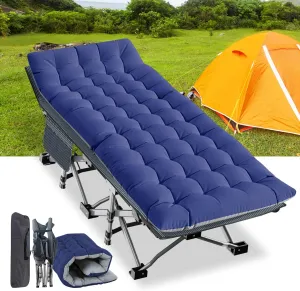 NAIZEA Oversized XXL Folding Camping Cot for Adults, Heavy Duty Outdoor Bed with Carry Bag, Portable Sleeping Bed for Outdoor Travel Camp Beach Vacation