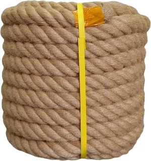 Natural Jute Hemp Rope (1.5 Inch x 150 Feet) Thick Manila Rope for Docks, Nautical, Railings, Hanging Swing, Decorating