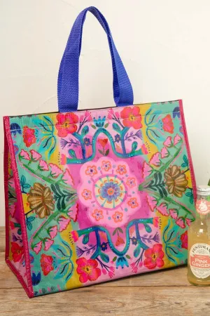 Natural Life Insulated Cooler Tote Bag- Neon Pink Floral