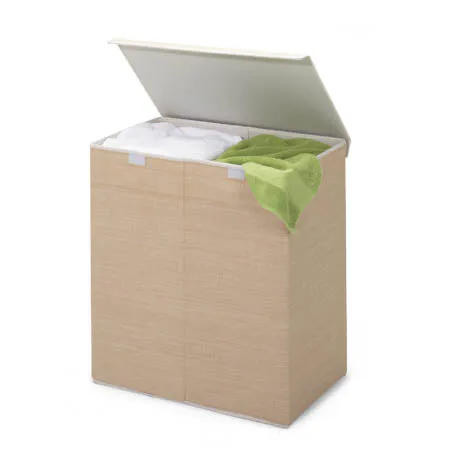 Natural Resin Large Dual Laundry Hamper with Lid