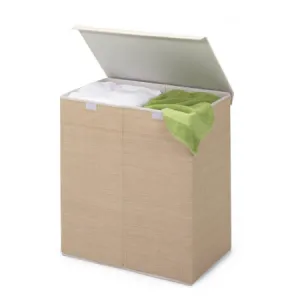 Natural Resin Large Dual Laundry Hamper with Lid