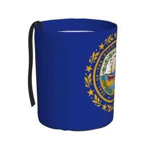 New Hampshire State Flag Print Collapsible Leakproof Car Trash Can,Car Storage Bag for Camping,Hanging Car Garbage Can