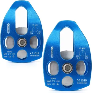 NewDoar 30 KN CE Certified Large Rescue Pulley Single/Double Sheave with Swing Plate