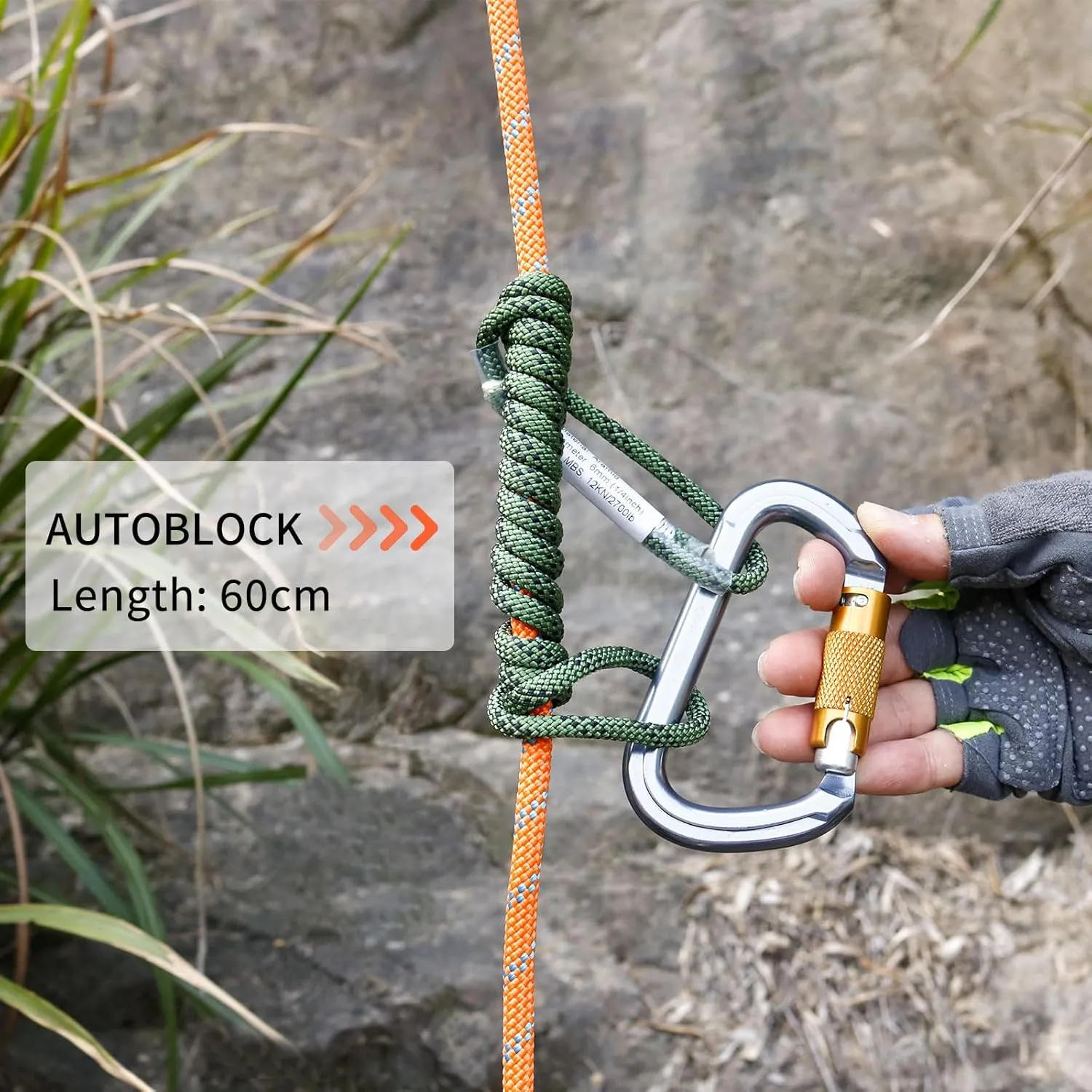 NewDoar 6mm (1/4") Prusik Cord Pre-Sewn 12KN/2700lb Aramid Auto Block Cord High Strength Prusik Arborist Rope for Outdoor Climbing Arborist Rescue Mountaineering-120cm/48''/3pcs