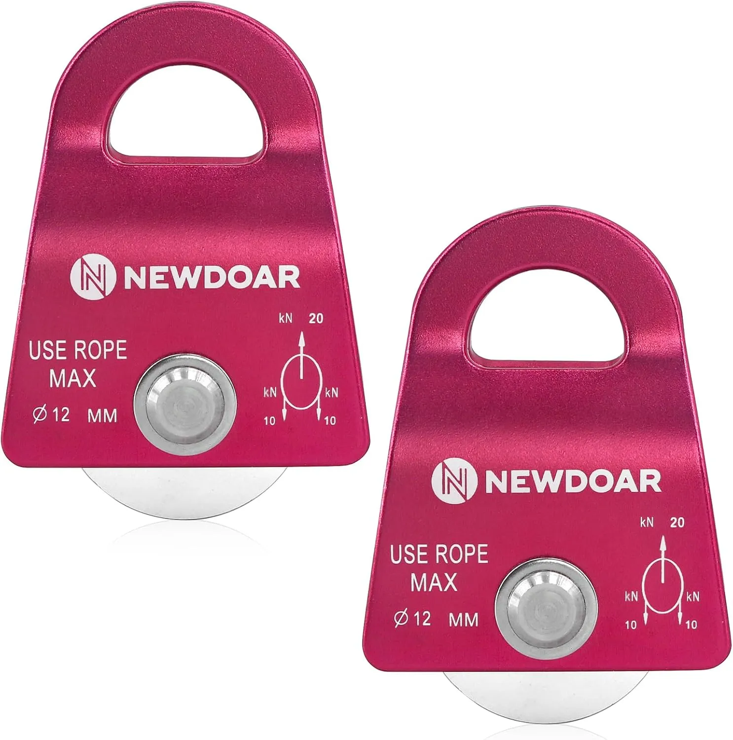NewDoar Micro Mobile Single Pulley,20kN(4500 lb) Max Rope 1/2in for Rigging Arborist Climbing Rescue,CE Certified