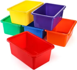 Nicunom 6 Pack Cubby Bin Storage Bins, Multi-Purpose Plastic Storage Bins Stackable Organizer Storage Cubbies for Home, Nursery, Playroom, Classroom