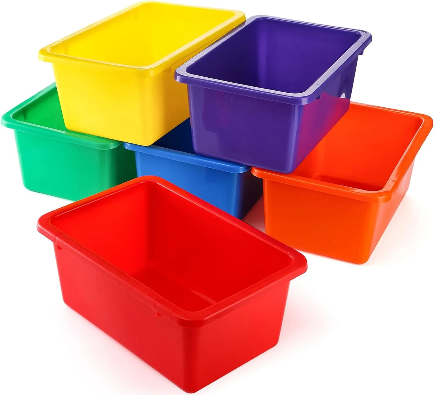 Nicunom 6 Pack Cubby Bin Storage Bins, Multi-Purpose Plastic Storage Bins Stackable Organizer Storage Cubbies for Home, Nursery, Playroom, Classroom