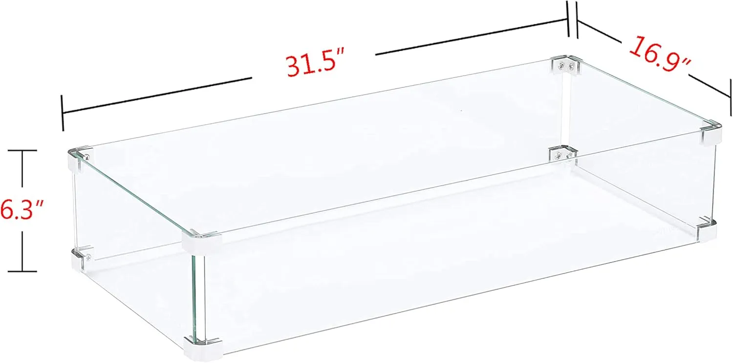 Oakland Living Rectangle 31.5-in X 16.9-in Tempered Glass Fire Table Wind Guard Flame Blocker