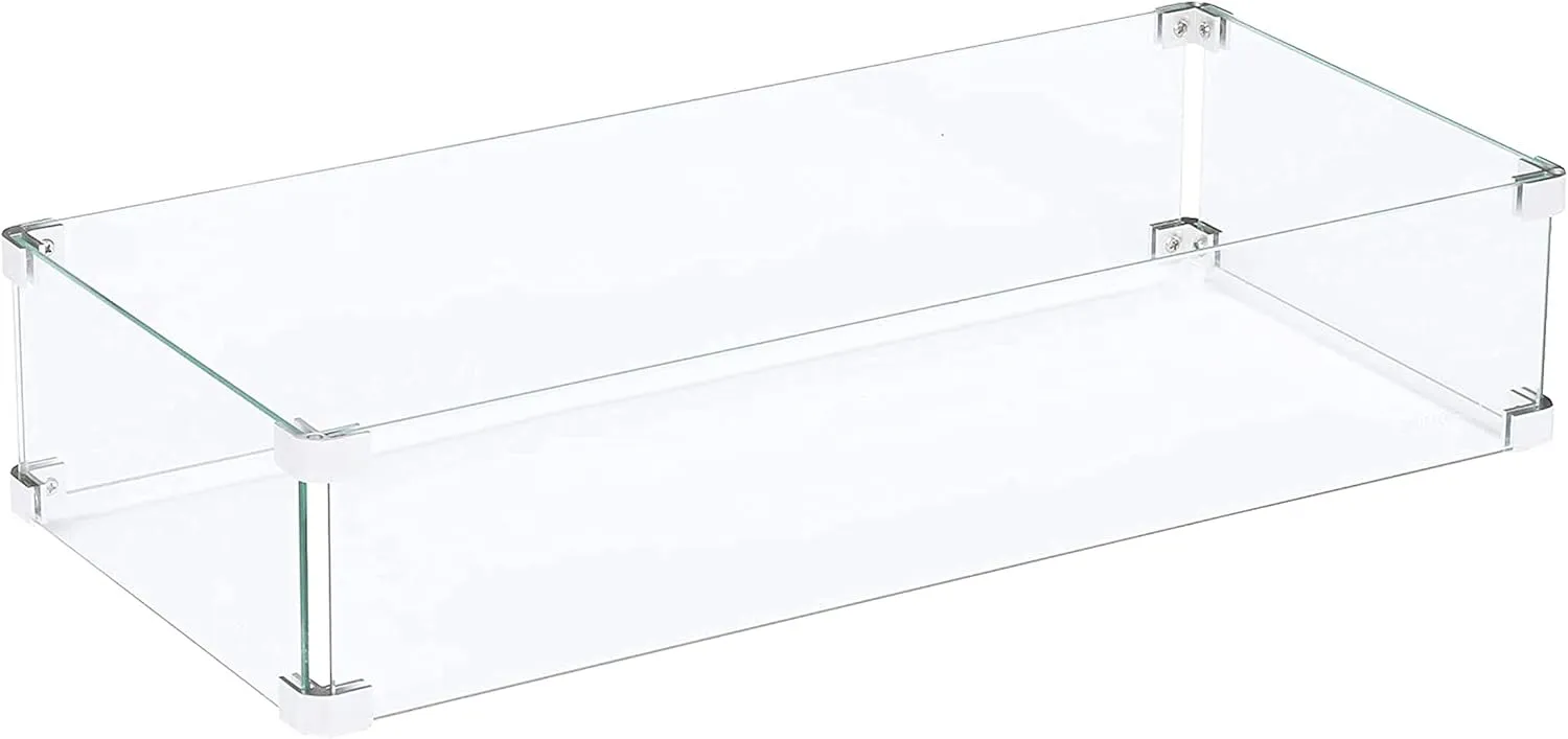 Oakland Living Rectangle 31.5-in X 16.9-in Tempered Glass Fire Table Wind Guard Flame Blocker