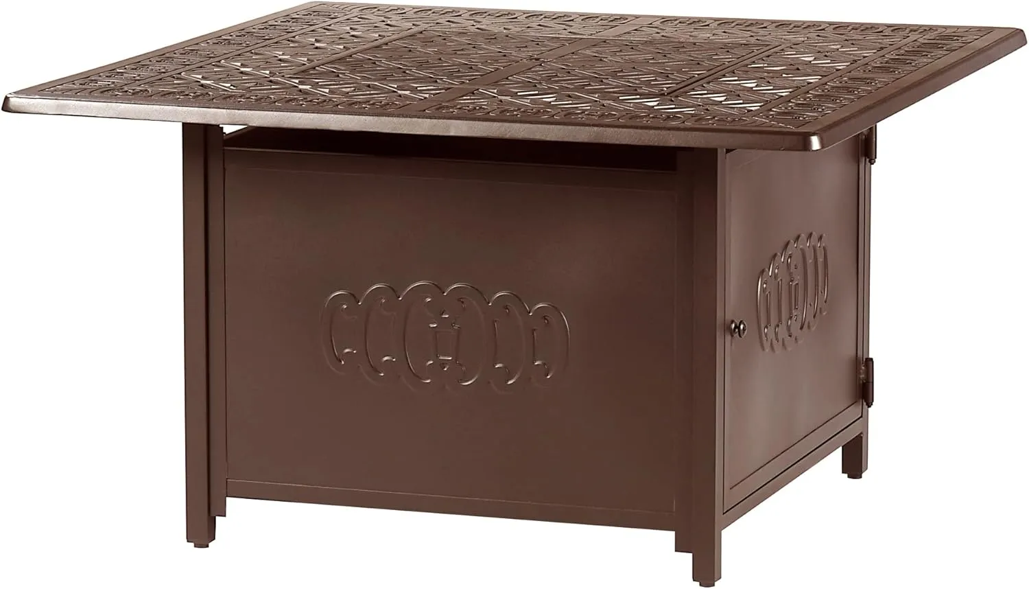 Oakland Living Ronin-FPT-BN Square x 42 in. Aluminum Propane Pit Glass Beads, Two Covers, Lid, 57,000 BTUs in Brown Finish Fire Table