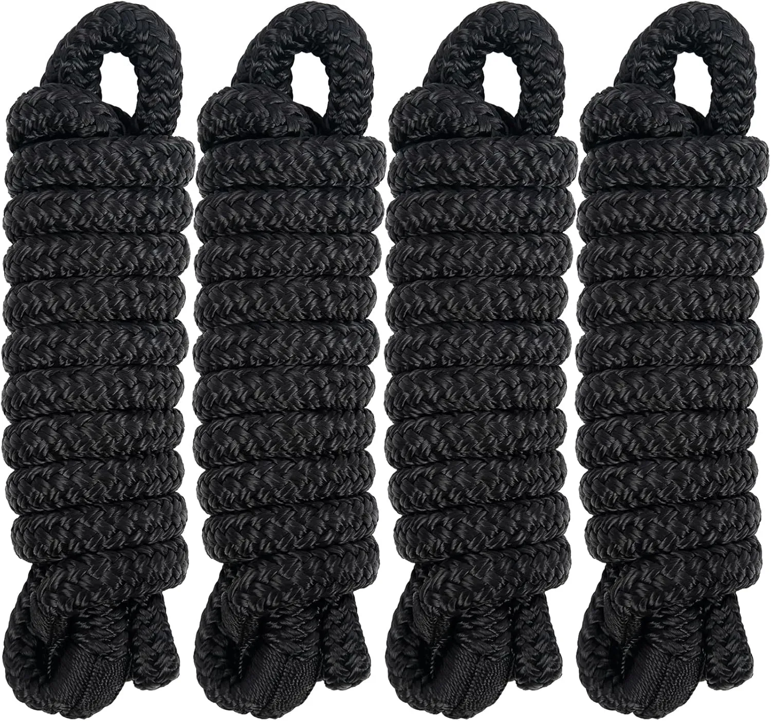 Obcursco Boat Fender Lines for Boat Bumper,4 Pack 3/8" x 6FT Marine Rope for Boat or Dock Lines Nylon Double Braided with 5" Eyelet Small Boat or Mooring Docking with Loop