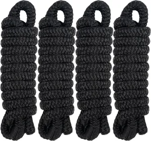 Obcursco Boat Fender Lines for Boat Bumper,4 Pack 3/8" x 6FT Marine Rope for Boat or Dock Lines Nylon Double Braided with 5" Eyelet Small Boat or Mooring Docking with Loop