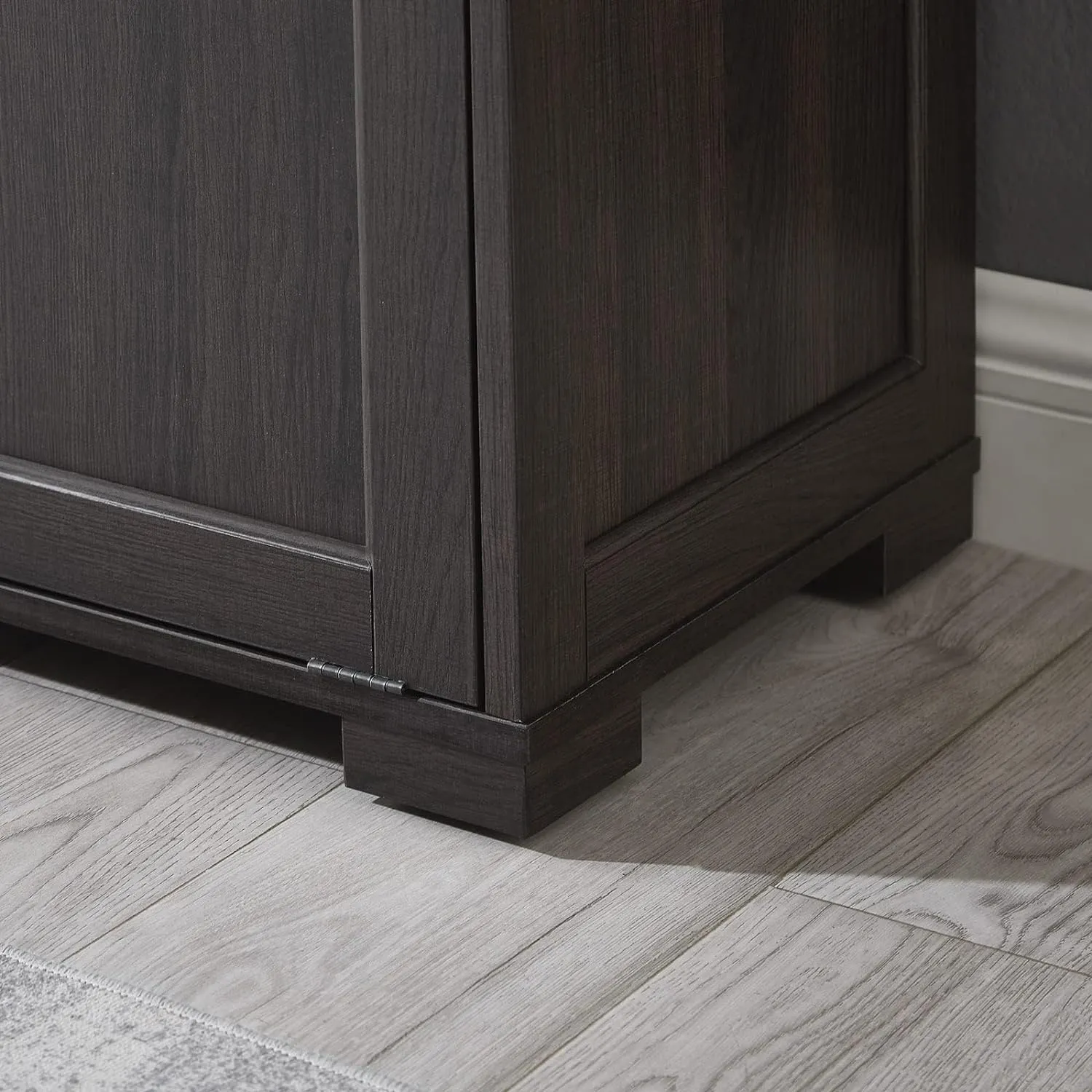 OLD CAPTAIN Double Tilt Out Trash Cabinet, Wooden Kitchen Garbage Can Free Standing Holder (Dark Brown Black Top Panel)…