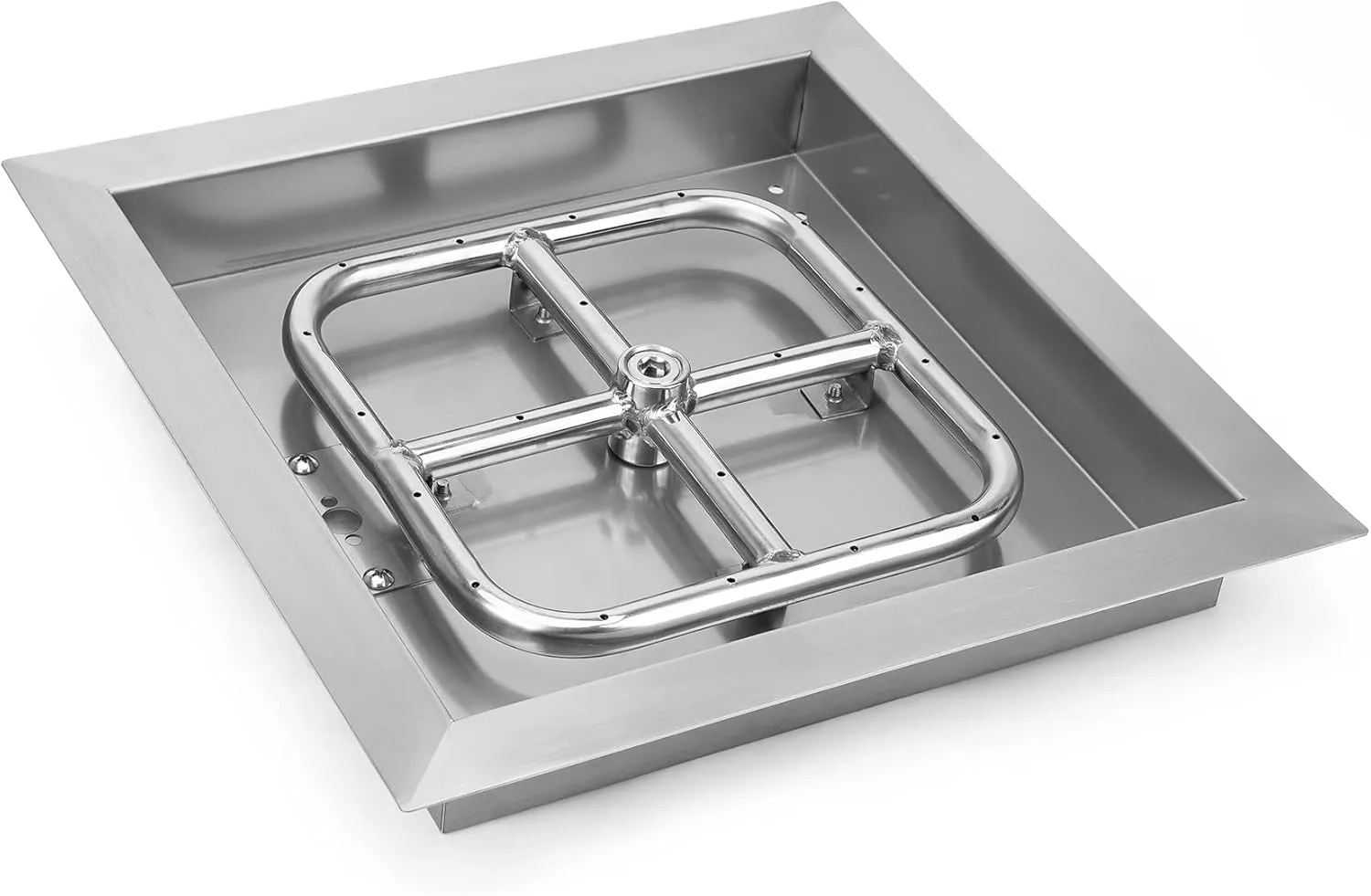 onlyfire Stainless Steel 12" Drop-in Square Fire Pit Pan, with 9" Square Fire Burner
