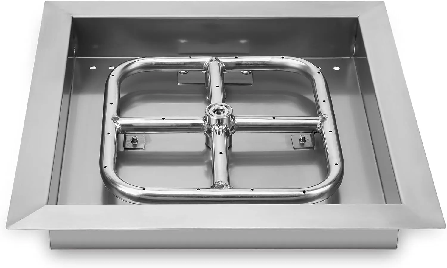 onlyfire Stainless Steel 12" Drop-in Square Fire Pit Pan, with 9" Square Fire Burner