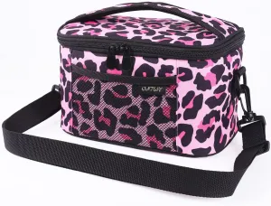 ONTESY Leopard Lunch Bag for Women & Girls, 7.2L Thermal Insulated Small Cooler Box for Adults Kids Teens with Adjustable Shoulder Strap for Work School Picnic (Pink)