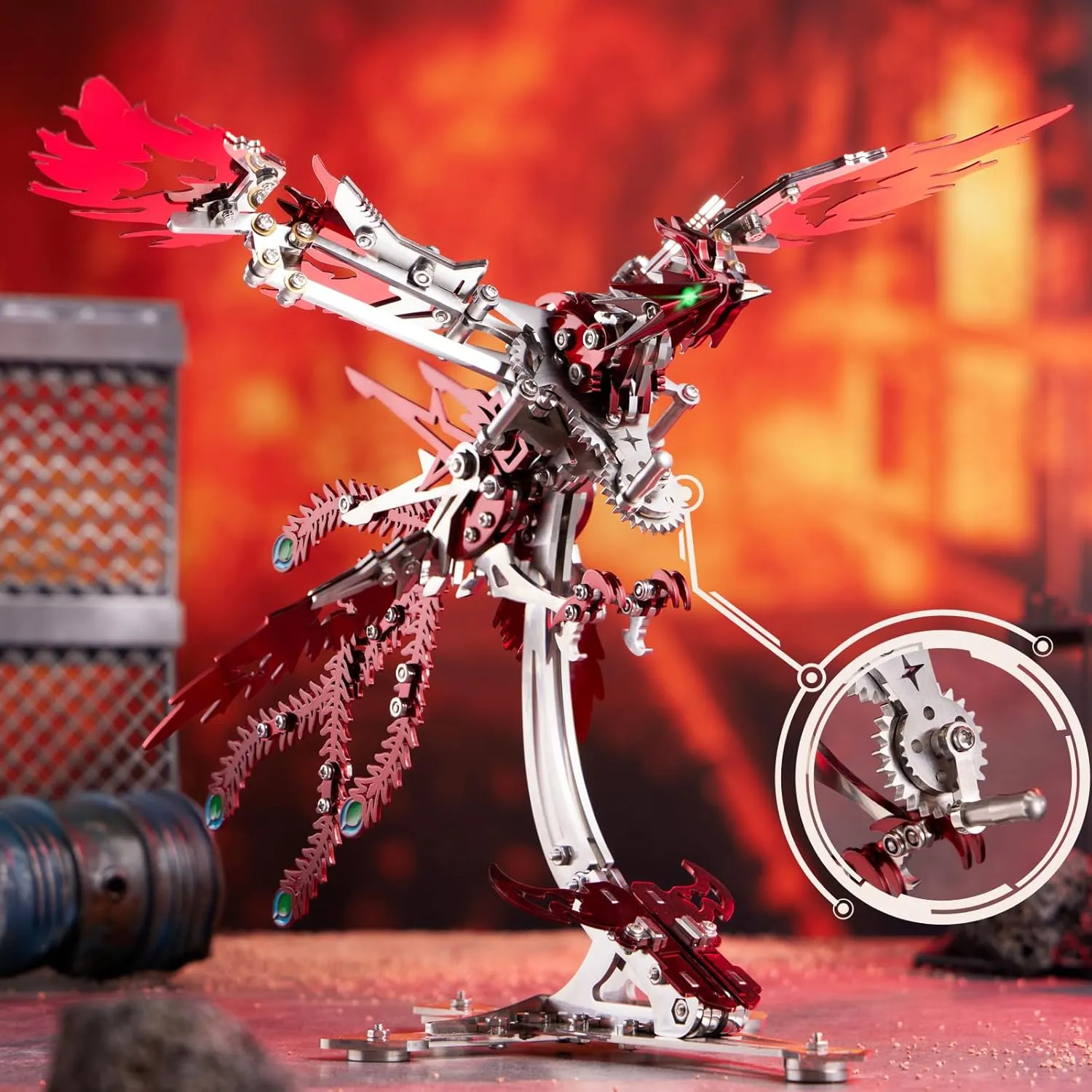 OreilleStar 3D Metal Puzzles for Adults Model Kits: DIY Assembly Mechanical Phoenix Stainless Steel Animal Building Block Birthday Gifts for Men Women
