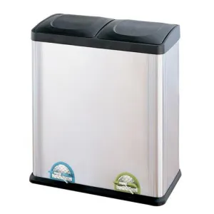 Organize It All Recycling Bin - 15.85 Gallon Step-On Stainless Steel Trash Can - 60 Liters Recycling Can
