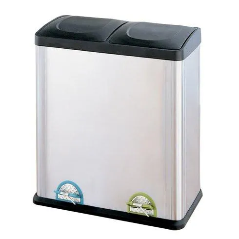 Organize It All Recycling Bin - 15.85 Gallon Step-On Stainless Steel Trash Can - 60 Liters Recycling Can