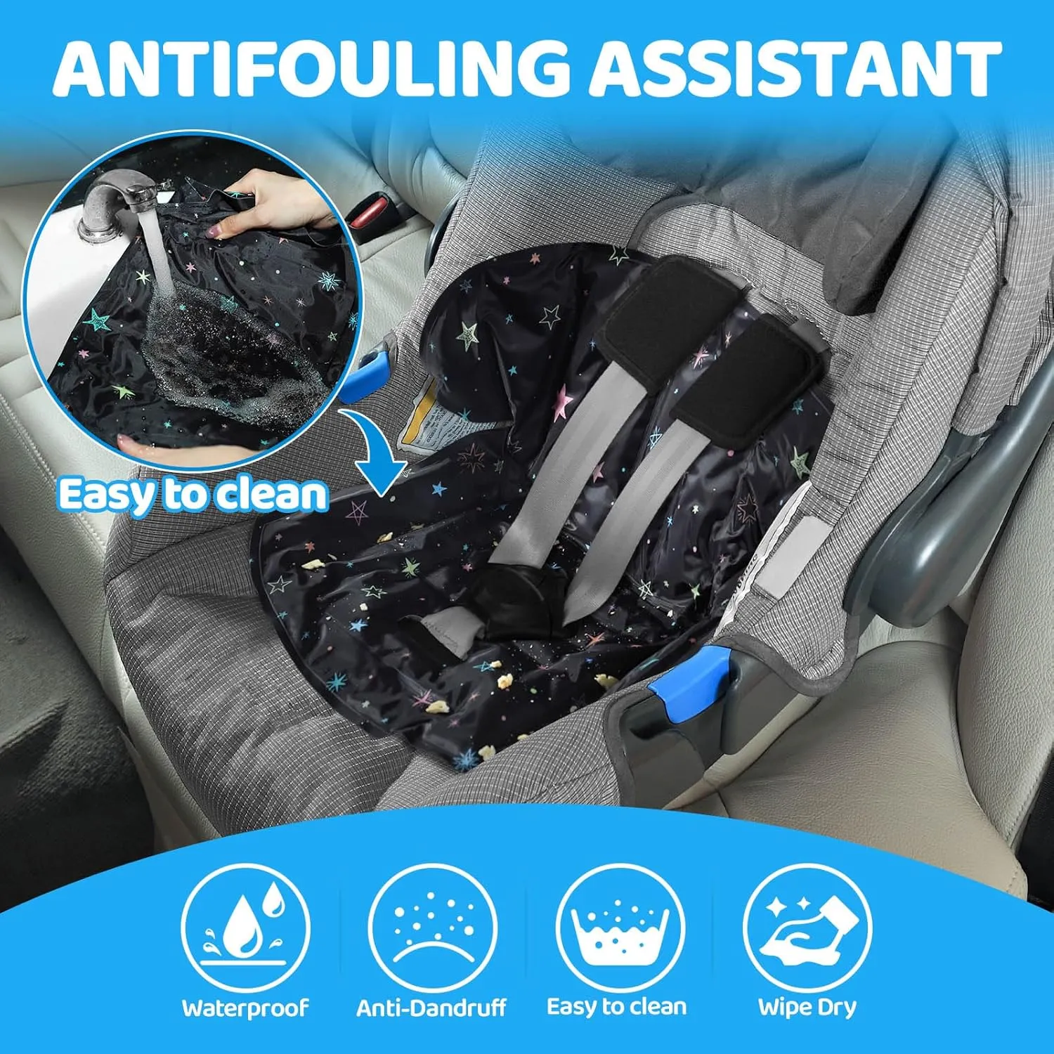 Orzbow Gel Car Seat Cooler Pad for Babies, Car Seat Cooling Pad with Waterproof Liner for Potty Training, Toddler Stroller Cooling Mat, Includes Thermal Travel Bag, Keep Baby Cool in Summer, Black