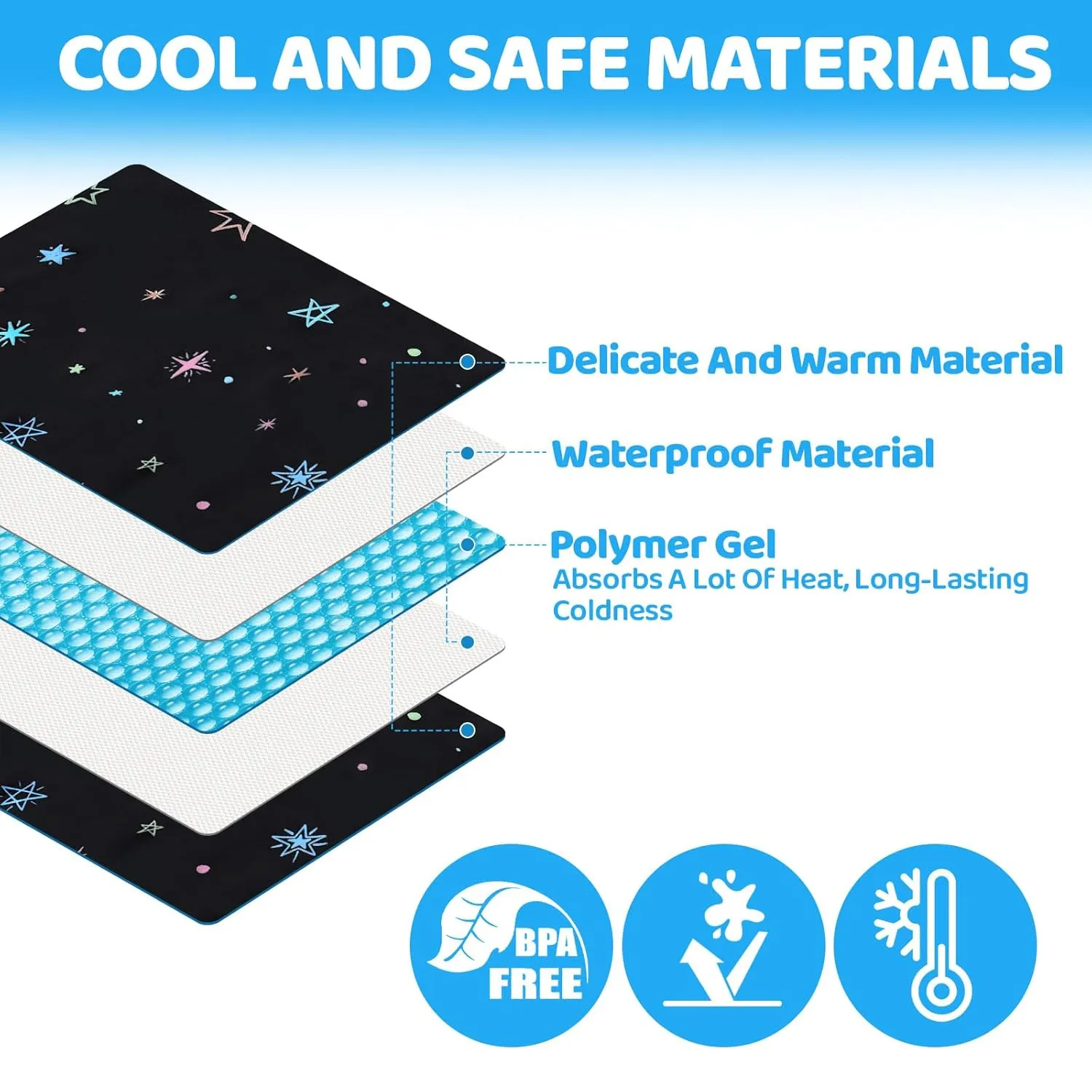 Orzbow Gel Car Seat Cooler Pad for Babies, Car Seat Cooling Pad with Waterproof Liner for Potty Training, Toddler Stroller Cooling Mat, Includes Thermal Travel Bag, Keep Baby Cool in Summer, Black