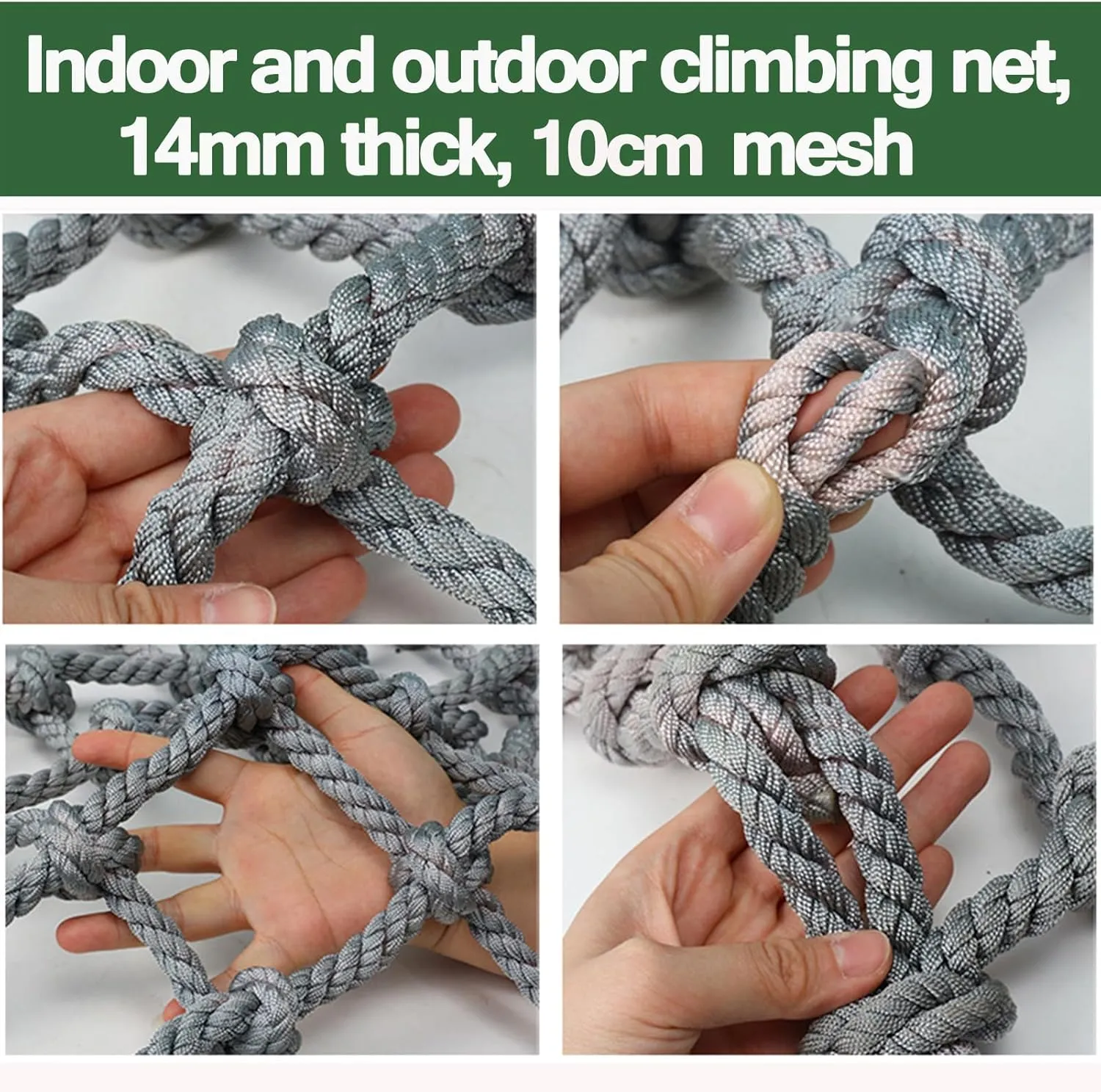 Outdoor Climbing Cargo Net 9.8FTx13.1FT - Playground Safety Net, 0.55 Inch Thick Rope Ladder for, Multifunctional Climbing Frame & Truck Trailer Fence Netting