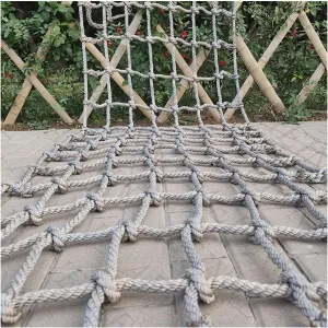 Outdoor Climbing Cargo Net Climbing Heavy-Duty Climbing Net Net Safety Net Rope Ladder Polyester Fiber, Rope Fence Stairs Balcony Railings Garden Playground Cargo Net(Size:2Mx6M(6.6FTx19.7FT))