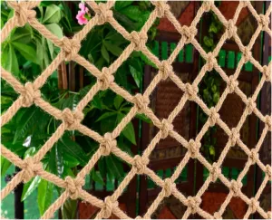 Outdoor Climbing net 4mm/8cm, Hemp Rope net Safety Plant Support net Children's Stairs Balcony Safety net Railing Garden Playground Suitable for Tree House,1MX5M(3.3X16.4FT)