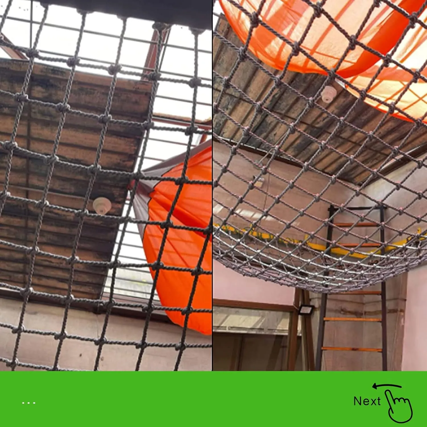 Outdoor Climbing Net, Climbing Cargo Net for Kids-Adults, Heavy-Duty Large Military Playground Equipment, Rope Ladder, Swing, Tree House, Climbing Frame.,1m*1m