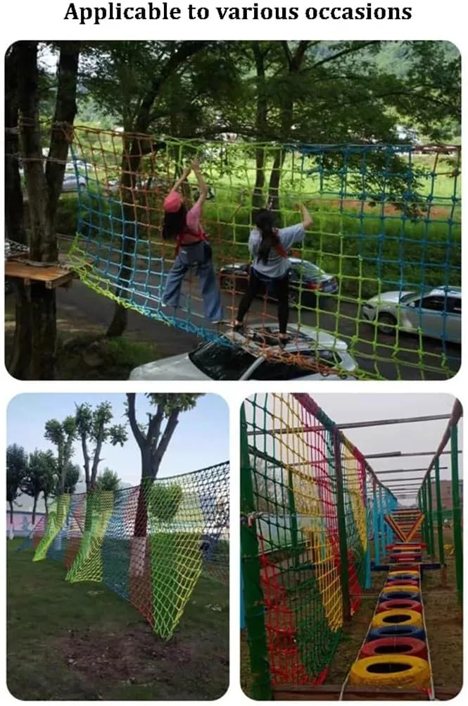 Outdoor Climbing Net for Kids and Adult,Climbing Net for Swing Set, Heavy Duty Rope Outdoor Cargo Webbing Net,Military Climbing Cargo Net(8mm-8cm,2X4m/6.6X13.12ft)