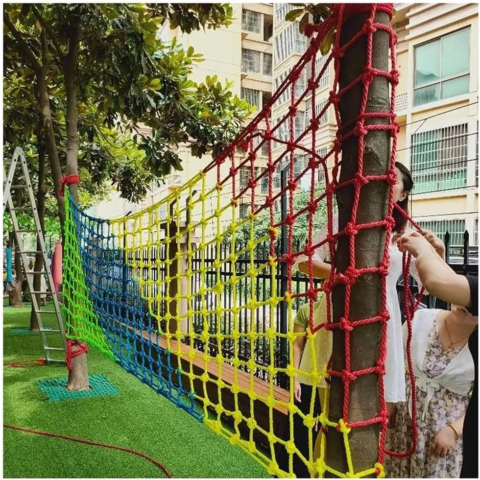 Outdoor Climbing Net for Kids and Adult,Climbing Net for Swing Set, Heavy Duty Rope Outdoor Cargo Webbing Net,Military Climbing Cargo Net(8mm-8cm,2X4m/6.6X13.12ft)