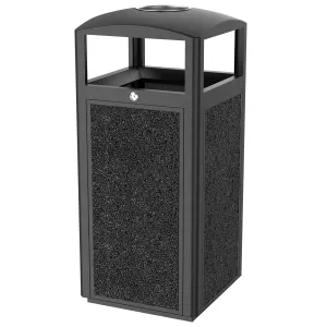 Outdoor Commercial Trash Can with Lid, Lockable Heavy-Duty Metal Waste Bin, Removable Liner, Fireproof & Weatherproof Garbage Container for Parks, Streets, Public Spaces, 36x16x16