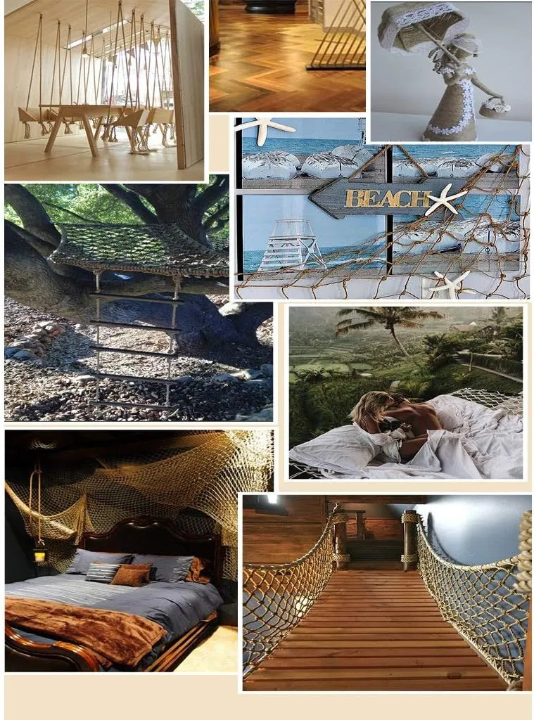 Outdoor Mesh Rope Climbing Netting Heavy Duty Hemp - Rugged Balcony Stairs Child Protection Manila Jute Woven Wall-Mounted Photography Decorative Multi-Size Optional Safety Net for Kids