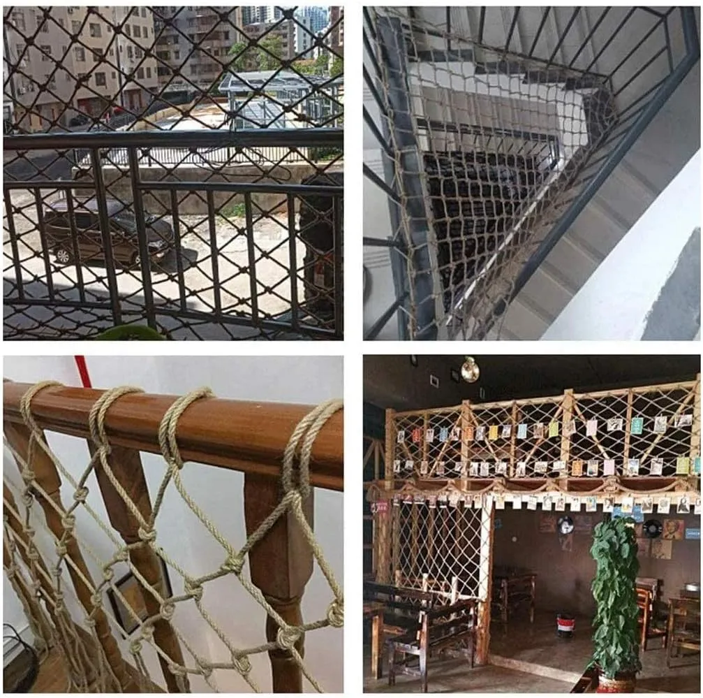 Outdoor Mesh Rope Climbing Netting Heavy Duty Jute Hemp Decoration - Stairs Balcony Hemp Protection Fence Non-Slip Wear-Resistant Multi-Size Optional Safety Net for Kids (Size : 2×4m)