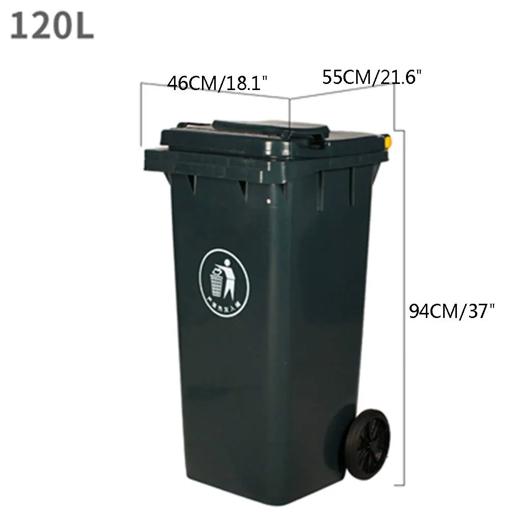 Outdoor Waste Bins Trash Can with Lid Garbage Bin with Wheeled Large 100/120/240 Litre Patio Garden Perfect for Home Kitchen OfficeCommercial Garbage can (Green 120l)