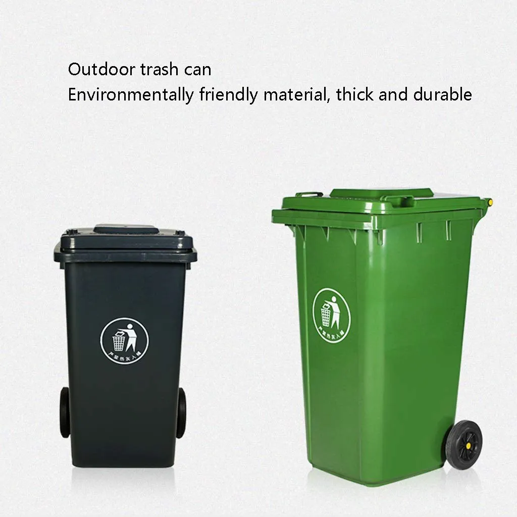 Outdoor Waste Bins Trash Can with Lid Garbage Bin with Wheeled Large 100/120/240 Litre Patio Garden Perfect for Home Kitchen OfficeCommercial Garbage can (Green 120l)