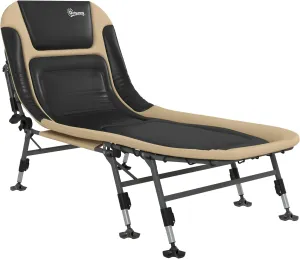 Outsunny Camping Cot for Adults, Folding Bed with Soft Padded Cushions & Headrest, 180° Adjustable Reclining Lounger, Heavy Duty and Portable with a 400 lbs. Capacity, Cream White