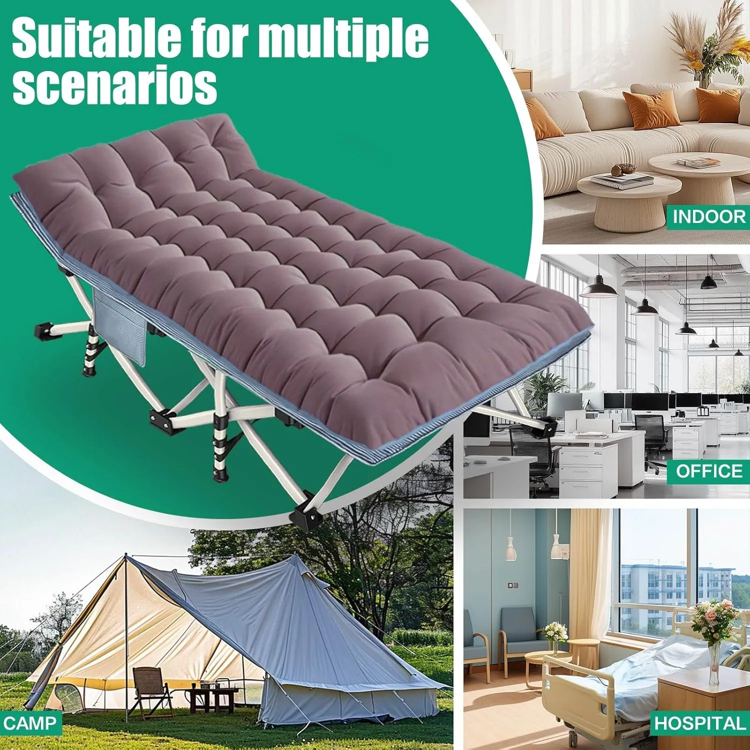 Oversize 32" Wide Camping Cot with Comfortable Mattress for Adults XXL Cots for Sleeping Camping Bed Folding Cot Heavy Duty with Carry Bag for Home Outdoor Travel