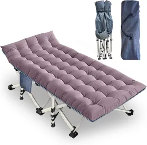 Oversize Camping Cot Extra Wide 32" Cots for Sleeping with Comfortable Mattress for Adults XXL Cots for Camping Folding Camping Bed Heavy Duty Guest Bed with Carry Bag for Indoor Outdoor Easy Setup