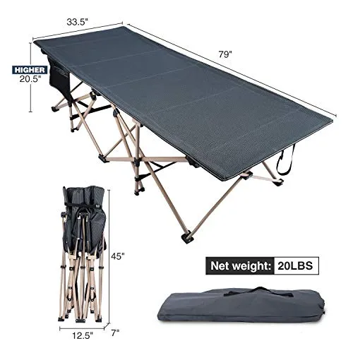 Oversized Camping Cots for Adults 500lbs, 3.5'' Extra Wide Tall Sleeping Cots Heavy Duty