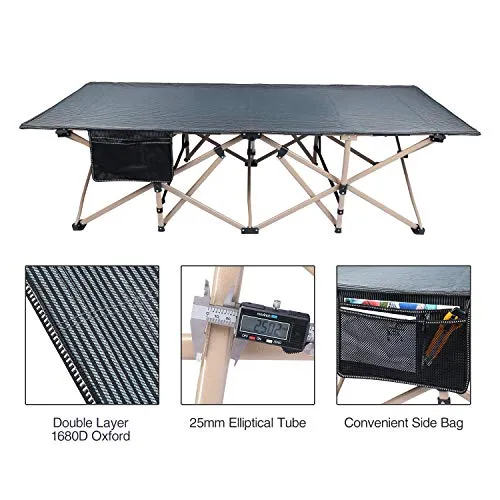 Oversized Camping Cots for Adults 500lbs, 3.5'' Extra Wide Tall Sleeping Cots Heavy Duty