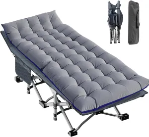 Oversized XXL Folding Camping Cots for Adults, Heavy Duty Sleeping Cots with Carry Bag, Double Layer Oxford Portable Travel Camp Cots for Home Office Outdoor Travel Camp Beach Vacation