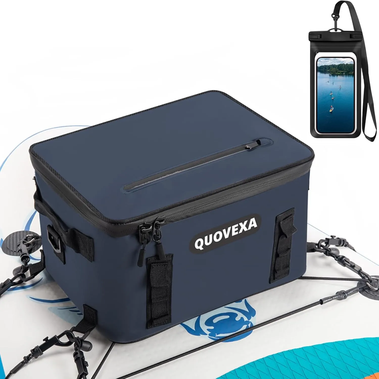 Paddle Board Cooler Bag, Sup Cooler, Coolers Deck Bag with 4 Pockets, Kayak Cooler Fits 30 Cans, Deck Coolers Bag for Paddleboard, Paddle Board Accessories with Phone Pouch