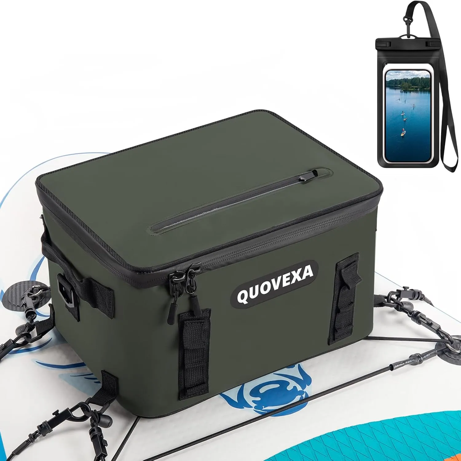 Paddle Board Cooler Bag, Sup Cooler, Coolers Deck Bag with 4 Pockets, Kayak Cooler Fits 30 Cans, Deck Coolers Bag for Paddleboard, Paddle Board Accessories with Phone Pouch