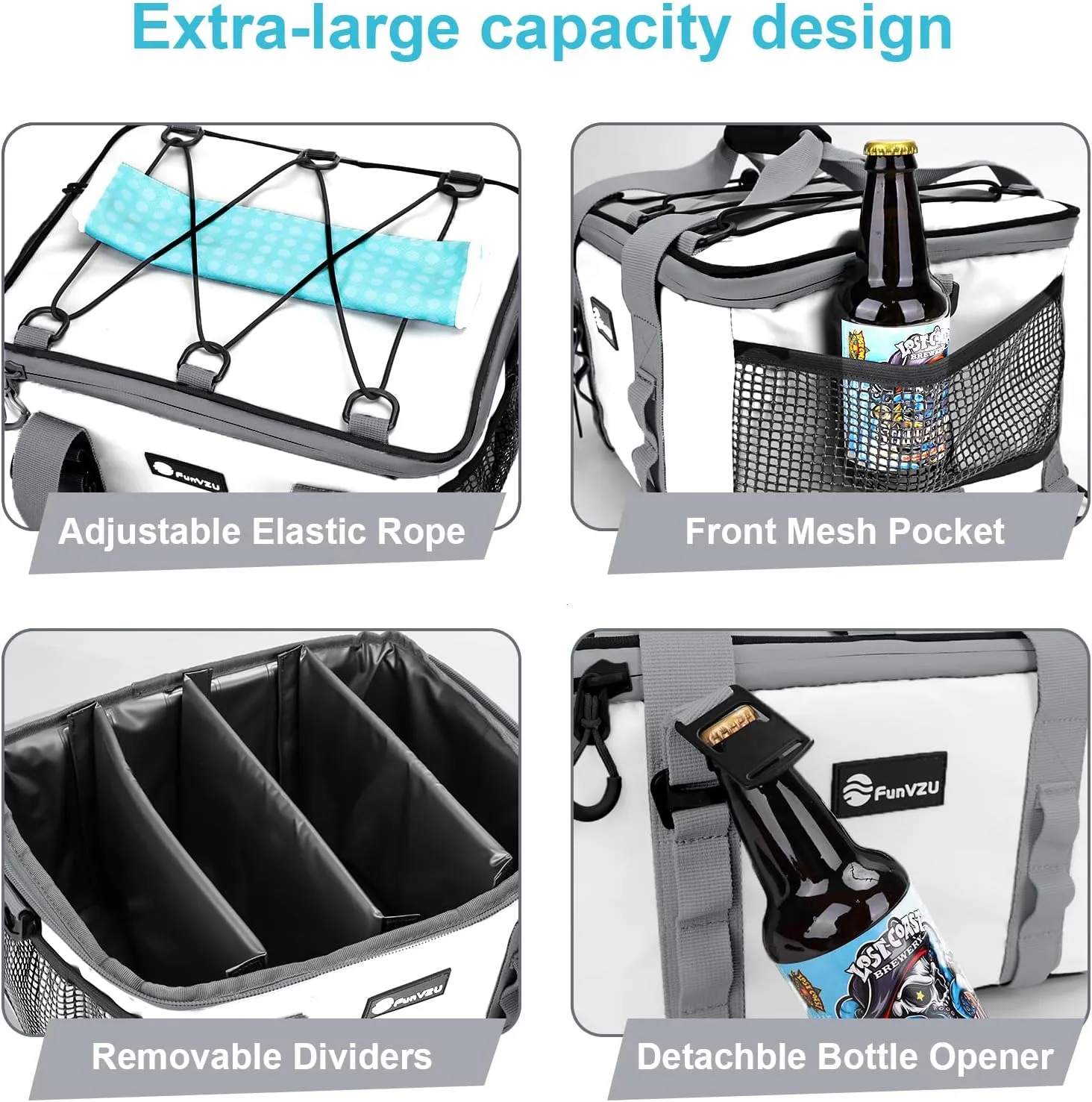 Paddle Board Cooler, Waterproof SUP Cooler Bag with TPU Zipper, Durable PVC Material, 26L Capacity Fits 42 Cans, Paddle Board Accessories for Stand-Up Paddleboard, Beach, Camping, Kayaking