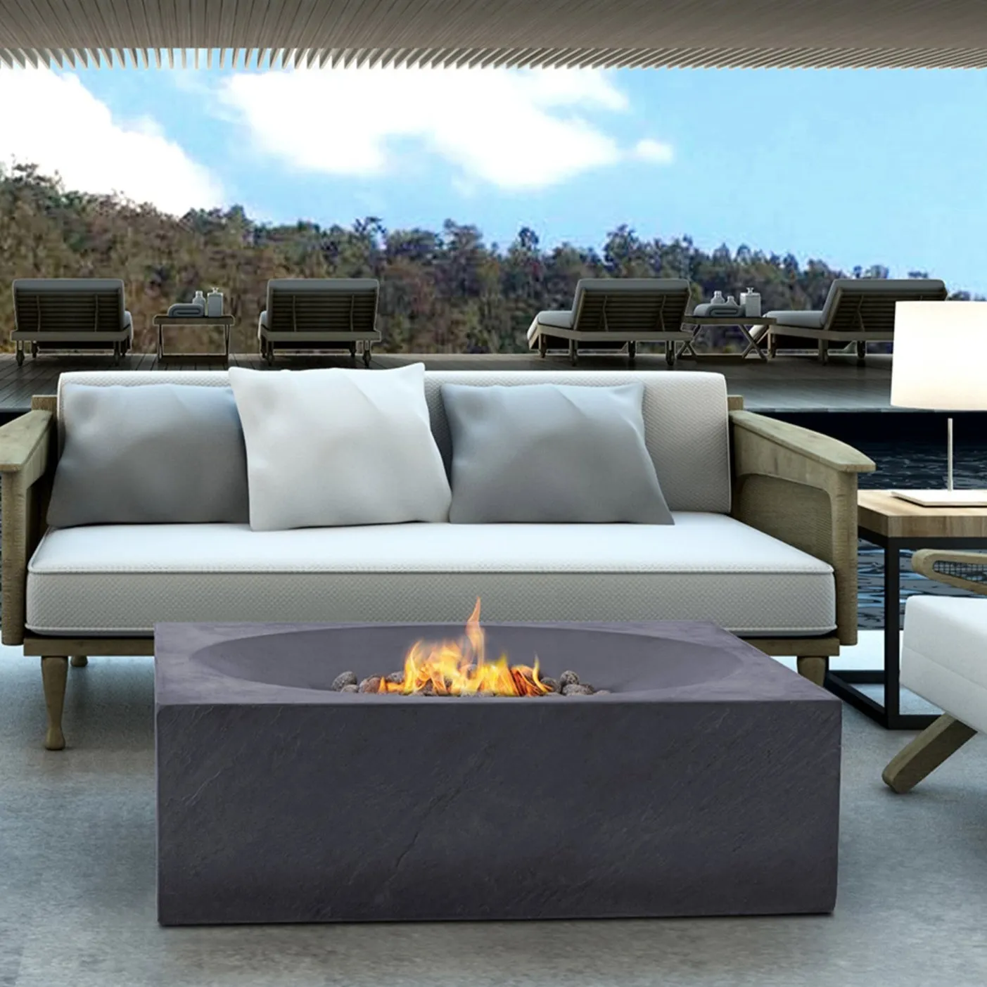 Paloma Concrete Fire Table - Square 36" x 36"