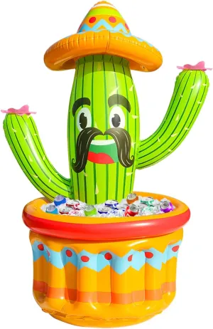 PARENTSWELL 47.5'' Inflatable Cactus Cooler, Inflatable Drink Cooler for Summer Fiesta Parties, Blow Up Ice Bucket Cinco De Mayo Pool Party Supplies Fiesta Mexican Party Decorations